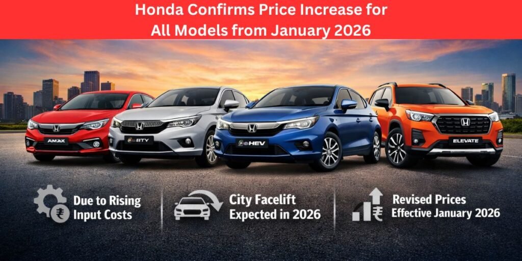 Honda Confirms Price Increase for All Models from January 2026